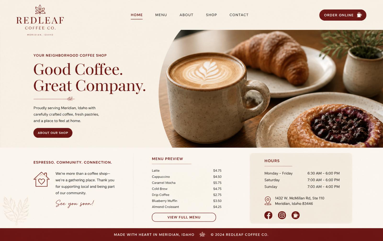 Neighborhood coffee shop — Meridian